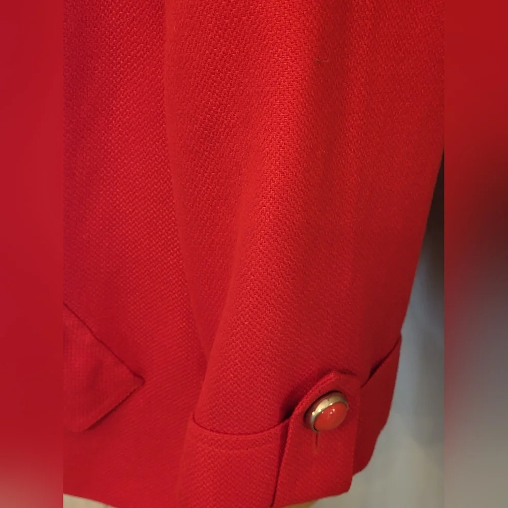 NYgard Collection Red Linen Blend Cropped Jacket Size 8